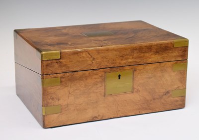 Lot 321 - Late Victorian walnut and brass bound writing box