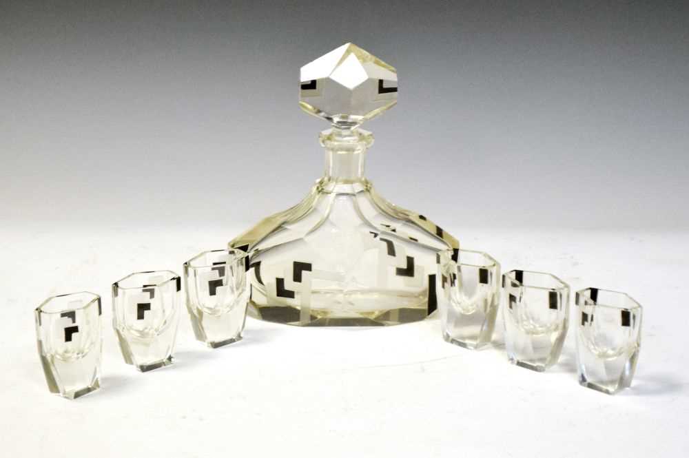 Lot 374 - Art Deco decanter and six shot glasses