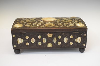 Lot 293 - Unusual 19th Century Anglo-Indian wirework- and mother-of-pearl inlaid hardwood box