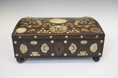 Lot 293 - Unusual 19th Century Anglo-Indian wirework- and mother-of-pearl inlaid hardwood box