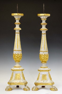 Lot 354 - Pair of 19th century altar candlesticks