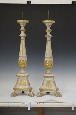 Lot 354 - Pair of 19th century altar candlesticks