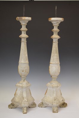 Lot 354 - Pair of 19th century altar candlesticks