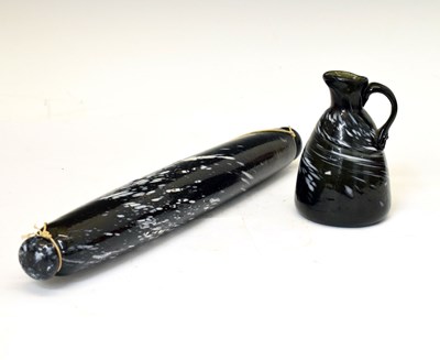 Lot 404 - Nailsea-type jug and rolling pin