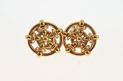 Lot 110 - 18ct gold circular 'wheel' design earrings