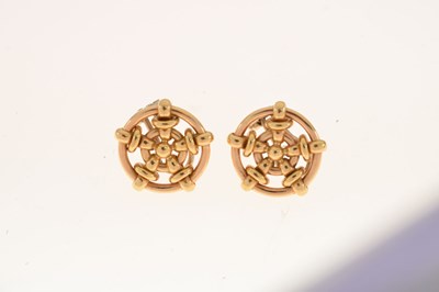 Lot 110 - 18ct gold circular 'wheel' design earrings