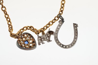 Lot 93 - Charm bracelet, attached six various diamond set charms