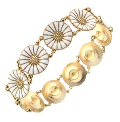 Lot 189 - Georg Jensen white enamel and silver gilt 'Marguerite Daisy' bracelet