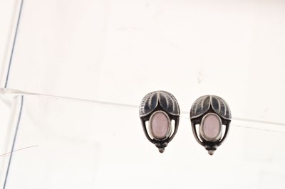 Lot 58 - Georg Jensen Heritage silver and rose quartz ear studs, 2003