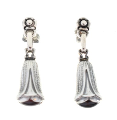 Lot 115 - Georg Jensen Heritage garnet and silver drop earrings
