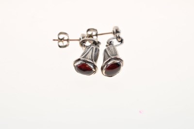Lot 59 - Georg Jensen Heritage garnet and silver drop earrings