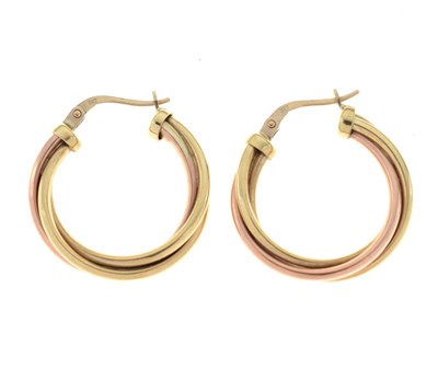 Lot 116 - 9ct yellow and rose gold hoop earrings