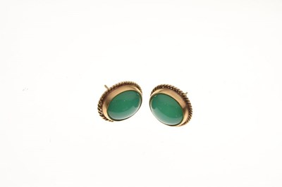 Lot 40 - Pair of 9ct gold and green agate ear studs