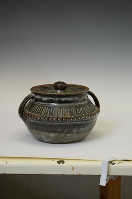 Lot 672 - Large Abuja pottery lidded two-handled bowl