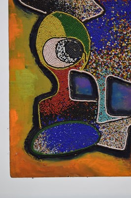 Lot 667 - Chief Jimoh Buraimoh (b. 1943) - Figural abstract beadwork on panel