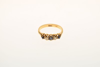 Lot 15 - Sapphire and old-cut diamond five-stone ring