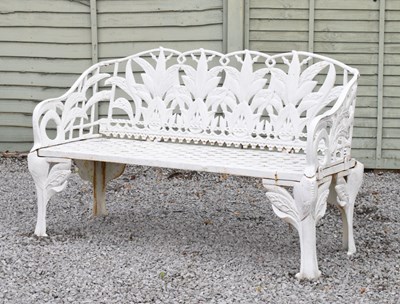 Lot 683 - Coalbrookdale-style Lily of the Valley pattern garden bench