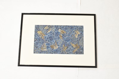 Lot 489 - Chinese silk robe panel depicting butterflies