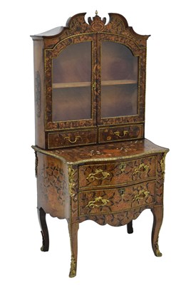 Lot 694 - Dutch marquetry cabinet on chest