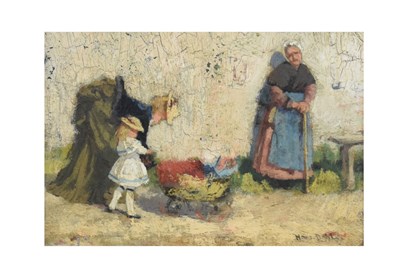 Lot 601 - Hans Dahl (1849-1937) - Oil on panel - Figures and baby