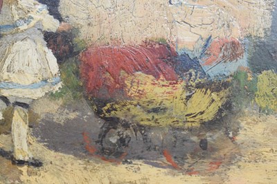 Lot 601 - Hans Dahl (1849-1937) - Oil on panel - Figures and baby