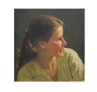 Lot 600 - Hans Dahl (1849-1937) - Oil on panel - Portrait of a young lady