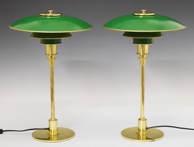 Lot 662 - After Poul Henningsen (Danish) for Louis Poulsen - Pair of reproduction table lamps