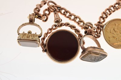 Lot 84 - 9ct gold curb link charm bracelet