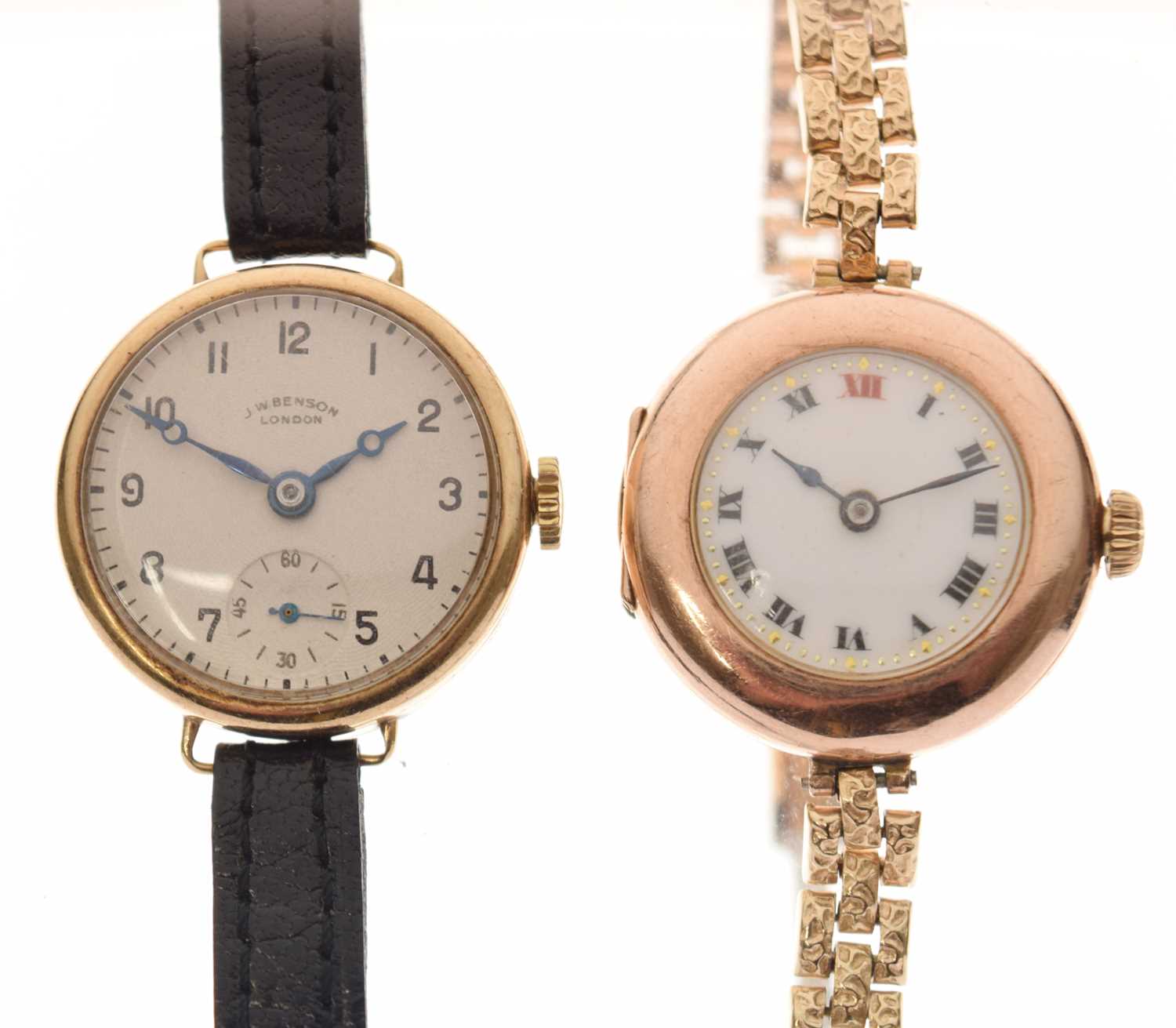 Lot 150 - Rolex - Lady's 9ct gold-cased cocktail watch, together with a J.W. Benson midsize 9ct gold-cased wristwatch