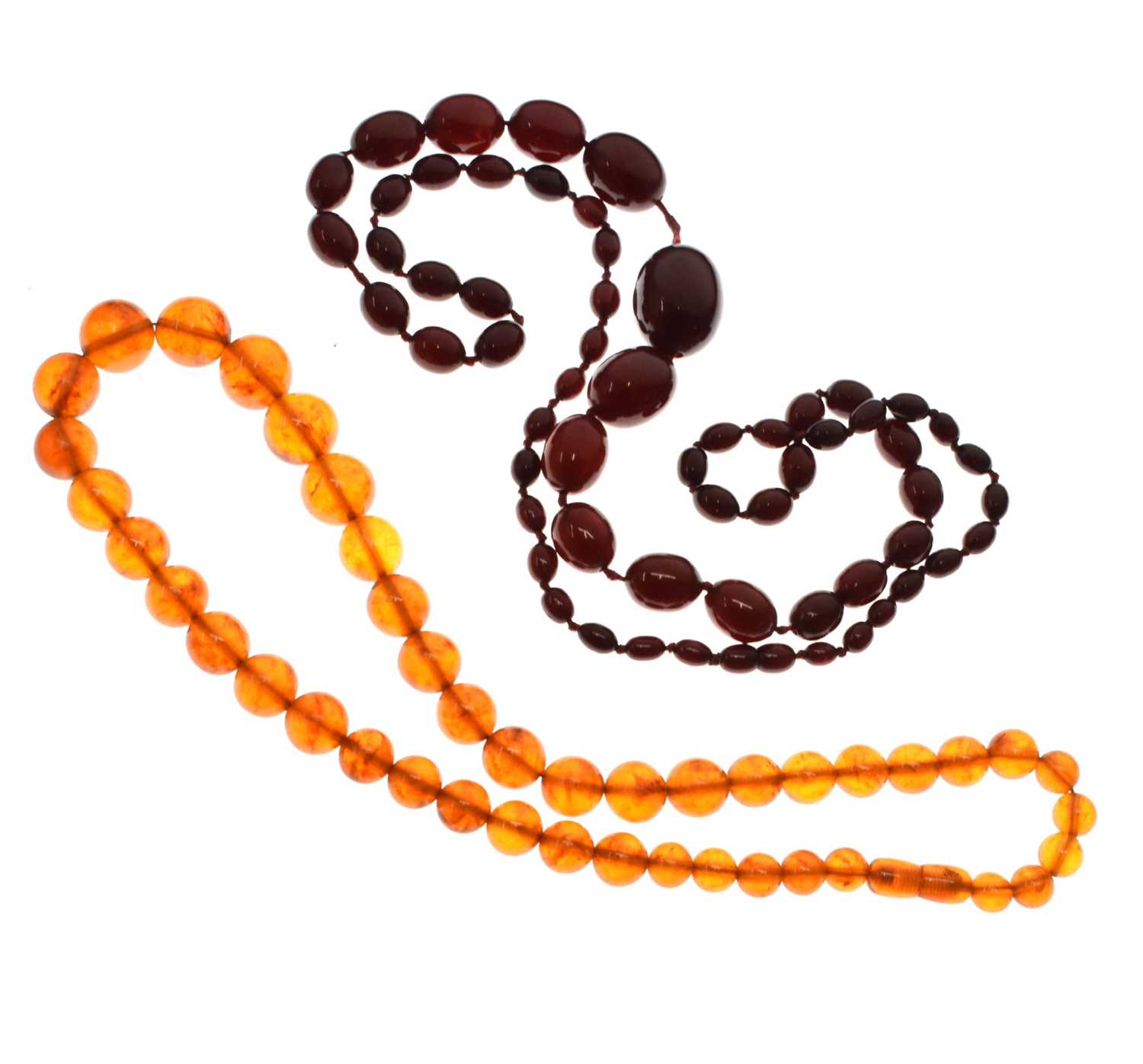 Lot 63 - 'Cherry amber' and Russian amber necklaces