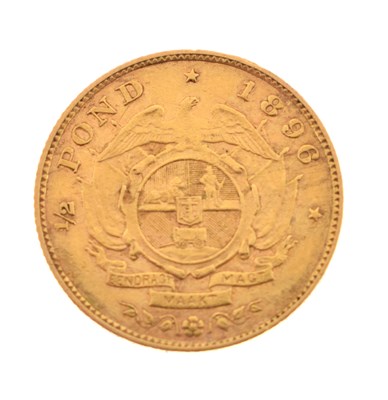 Lot 243 - South African gold half Pond coin, 1896