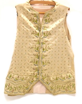 Lot 599 - Late Georgian embroidered silk waistcoat