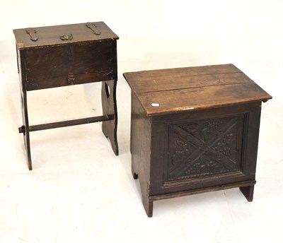 Lot 517 - Carved oak box and sewing box