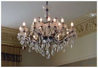 Lot 573 - Pair of eighteen-branch chandeliers