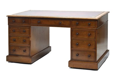 Lot 582 - Early 20th century mahogany twin pedestal desk