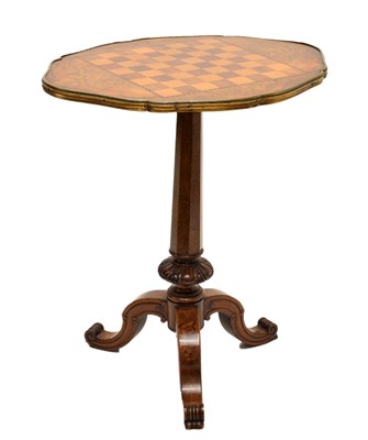 Lot 580 - Victorian marquetry inlaid tripod games table