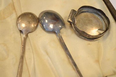 Lot 129 - Group of silver, including hand mirror, cased spoons, etc..