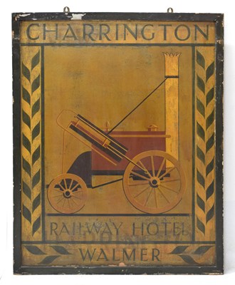 Lot 355 - Charrington Railway Hotel, Walmer pub sign with Stephenson Rocket