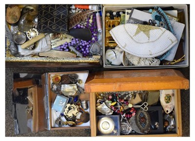 Lot 65 - Box of costume jewellery and tins