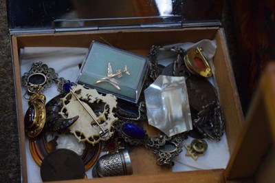 Lot 65 - Box of costume jewellery and tins