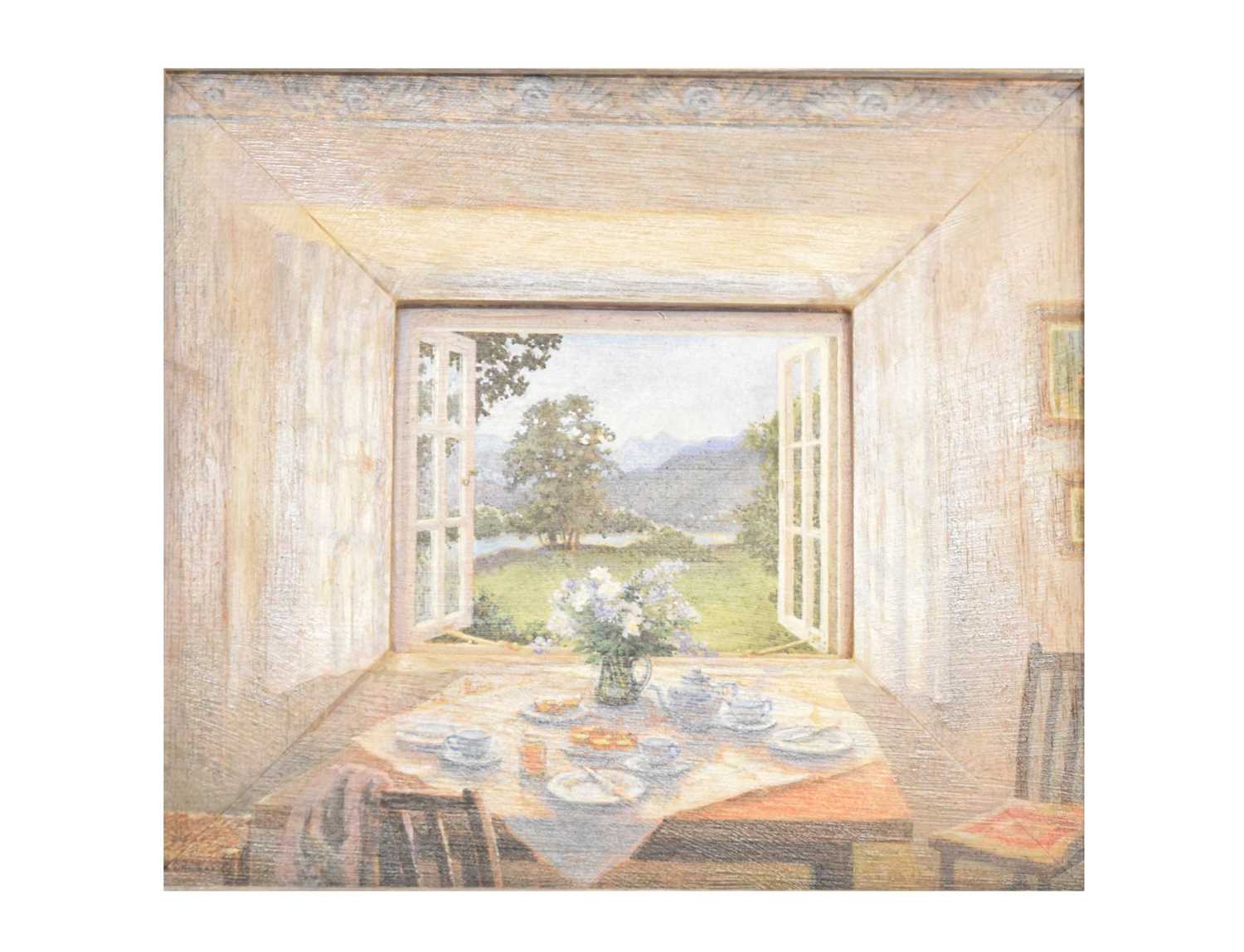 Lot 541 - Stephen J Darbishire RBA (b.1940) - Oil on board - 'Afternoon Tea'