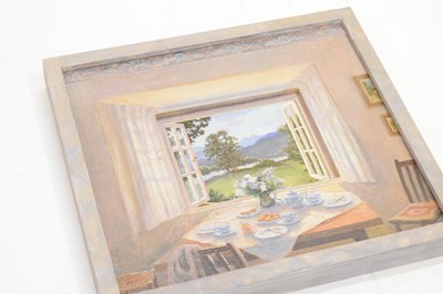 Lot 541 - Stephen J Darbishire RBA (b.1940) - Oil on board - 'Afternoon Tea'