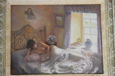 Lot 545 - Stephen J Darbishire RBA (b.1940) - Oil on board - 'The Last Chapter'