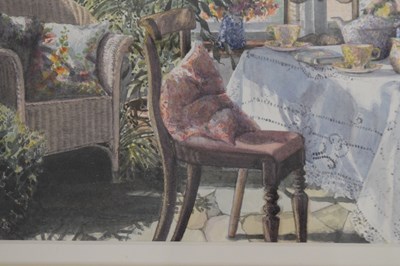 Lot 546 - Frances Shearing - Watercolour - 'Conservatory Tea'