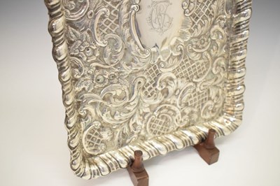 Lot 104 - Edward VII silver rectangular tray with all-over embossed rococo decoration