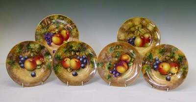 Lot 430 - Royal Worcester - Six fruit decorated tea plates