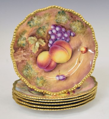 Lot 420 - Royal Worcester - Six fruit decorated tea plates