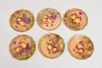 Lot 420 - Royal Worcester - Six fruit decorated tea plates