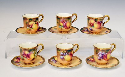 Lot 426 - Royal Worcester - Six fruit decorated coffee cups and saucers