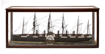 Lot 349 - Wooden and glazed-panel cased model of Brunel's SS Great Eastern